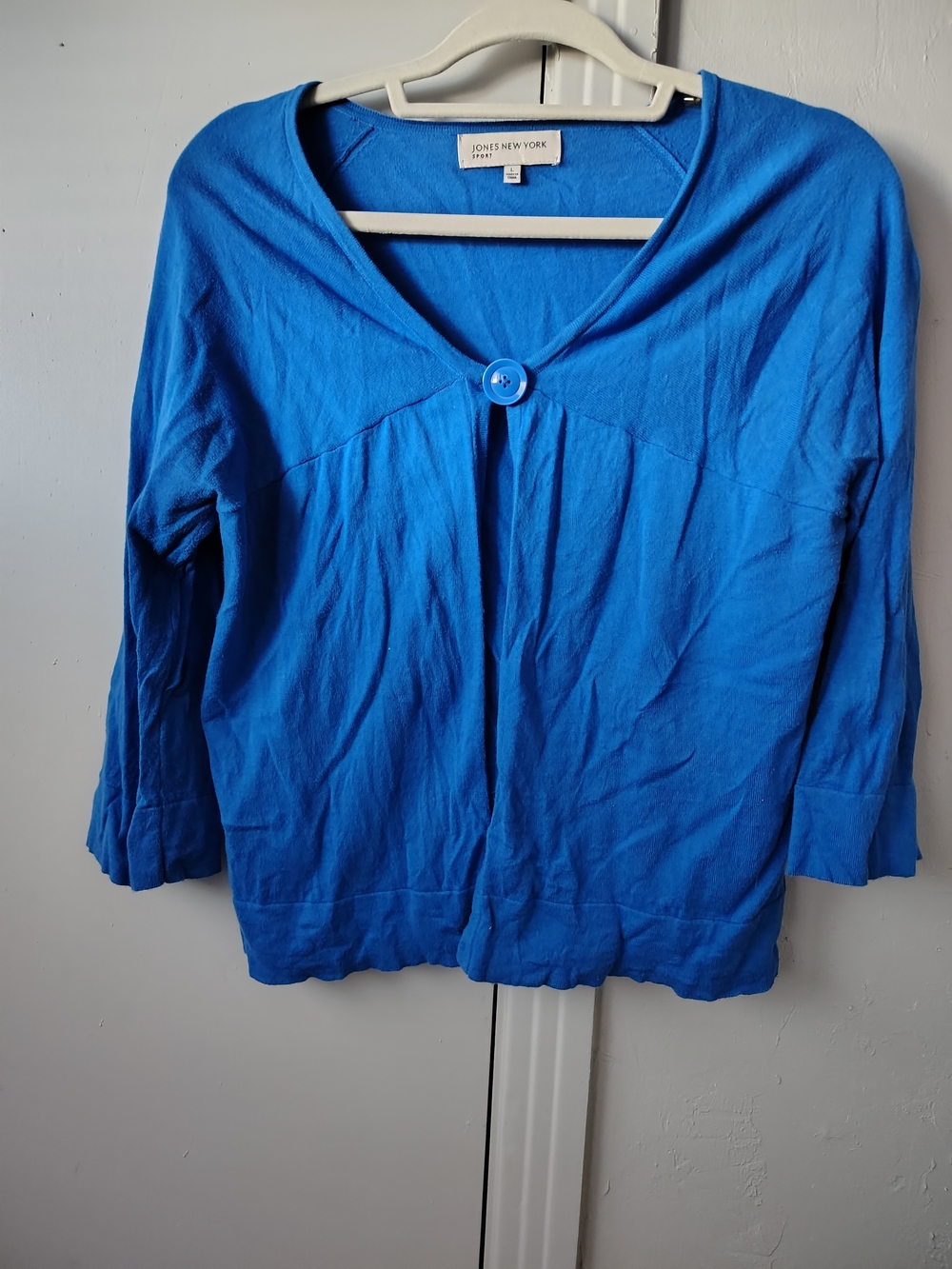Jones New York Bright Blue Single-Button Women's Cardigan